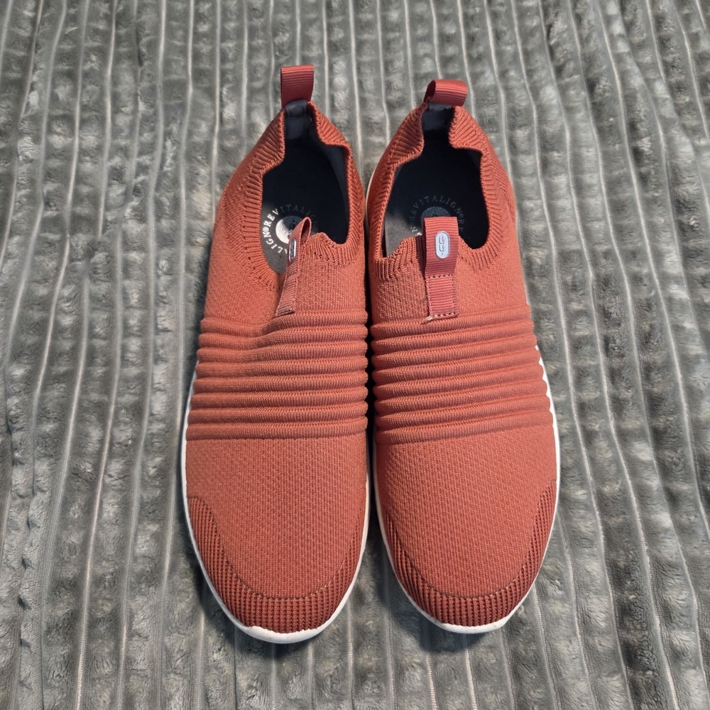 Revitalign Knit Slip-On Low Top Athletic Sneakers Orange Casual Orthotic 9.5 D